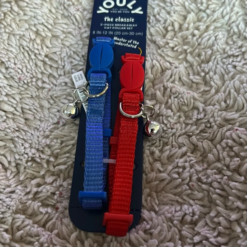 Youly The Classic 2pc Breakaway Cat Collar Set (red, blue) (S/M)